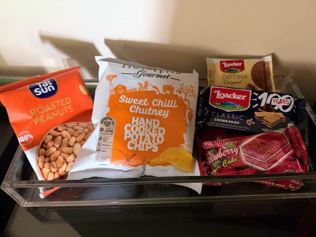 Snacks that are part of the mini bar at Ayada Maldives.